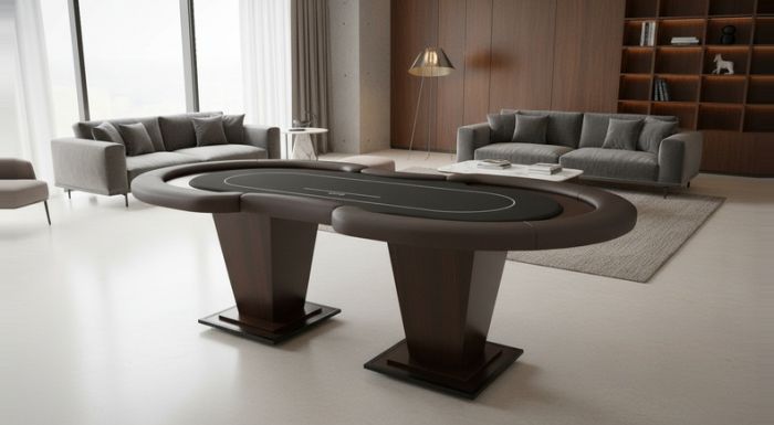 Mesa de Poker Oval com Coluna Tabaco e Pista Madeirada - Pro31
